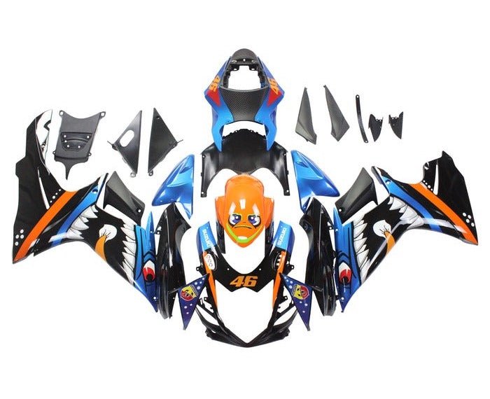 Suzuki GSXR600 Fairings (2011-2024) Black, Blue, Orange Shark at KingsMotorcycleFairings.com