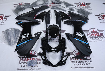 Suzuki GSXR600 Fairings (2011-2024) Black, Matte Black, Blue Stripe at KingsMotorcycleFairings.com