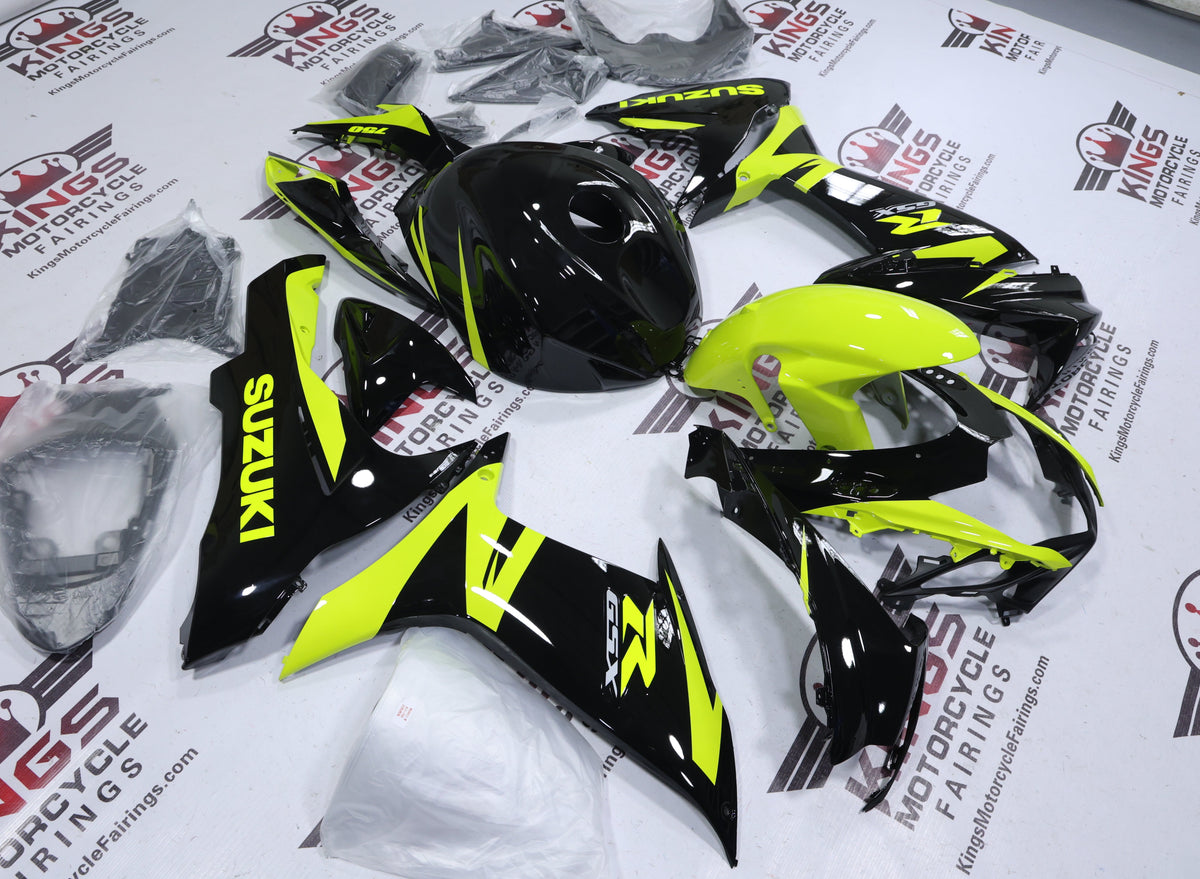 Suzuki GSXR600 Fairings (2011-2024) Black, Neon Yellow at KingsMotorcycleFairings.com