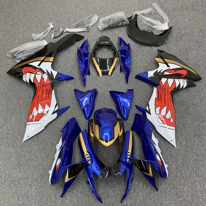 Suzuki GSXR600 Fairings (2011-2024) Blue, Red, White Shark at KingsMotorcycleFairings.com