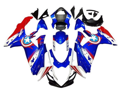 Suzuki GSXR600 Fairings (2011-2024) Blue, White, Red Captain America at KingsMotorcycleFairings.com
