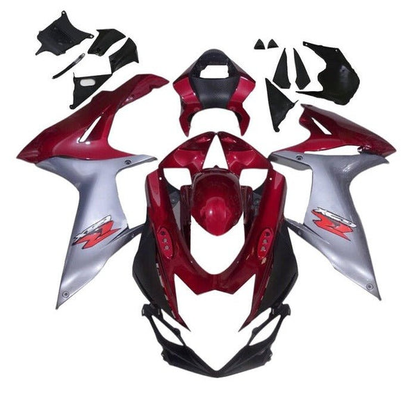 Suzuki GSXR600 Fairings (2011-2024) Candy Red, Silver at KingsMotorcycleFairings.com