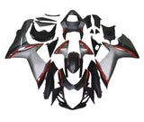Suzuki GSXR 600 Fairings (2011-2024) Matte Black, Silver, Red Stripe at KingsMotorcycleFairings.com