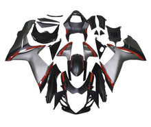 Suzuki GSXR600 Fairings (2011-2024) Matte Black, Silver, Red Stripe at KingsMotorcycleFairings.com