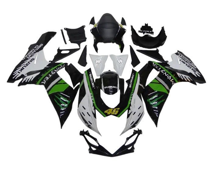 Suzuki GSXR600 Fairings (2011-2024) White, Black, Green Monster at KingsMotorcycleFairings.com