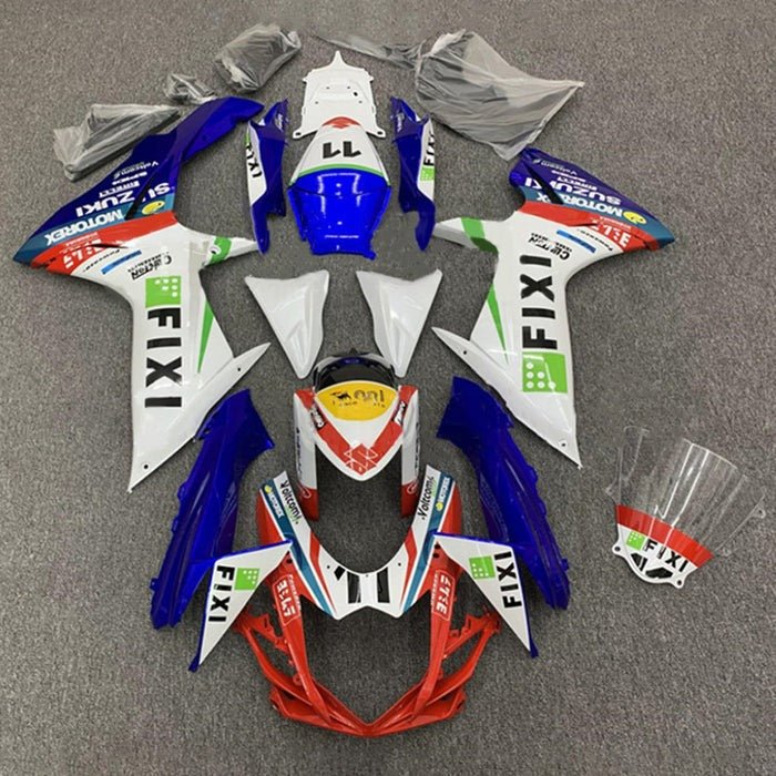 Suzuki GSXR600 Fairings (2011-2024) White, Blue, Red Fixi at KingsMotorcycleFairings.com