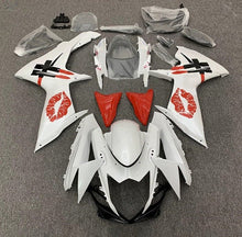 Suzuki GSXR 600 Fairings (2011-2024) White, Red Lipstick Kiss at KingsMotorcycleFairings.com