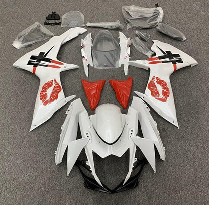 Suzuki GSXR 600 Fairings (2011-2024) White, Red Lipstick Kiss at KingsMotorcycleFairings.com