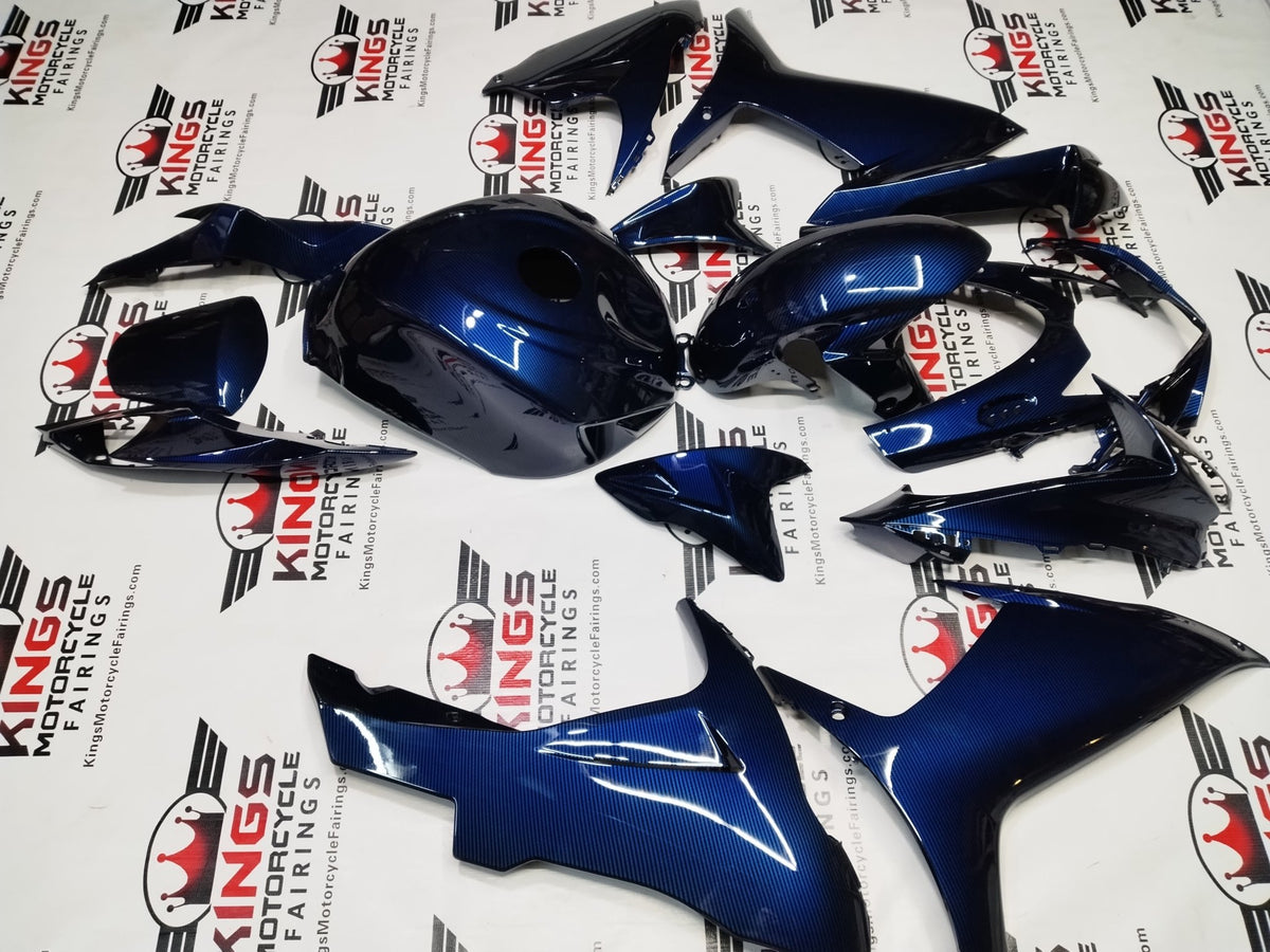 Suzuki GSXR600 Fairings (2025-2026) Blue Faux Carbon Fiber at KingsMotorcycleFairings.com