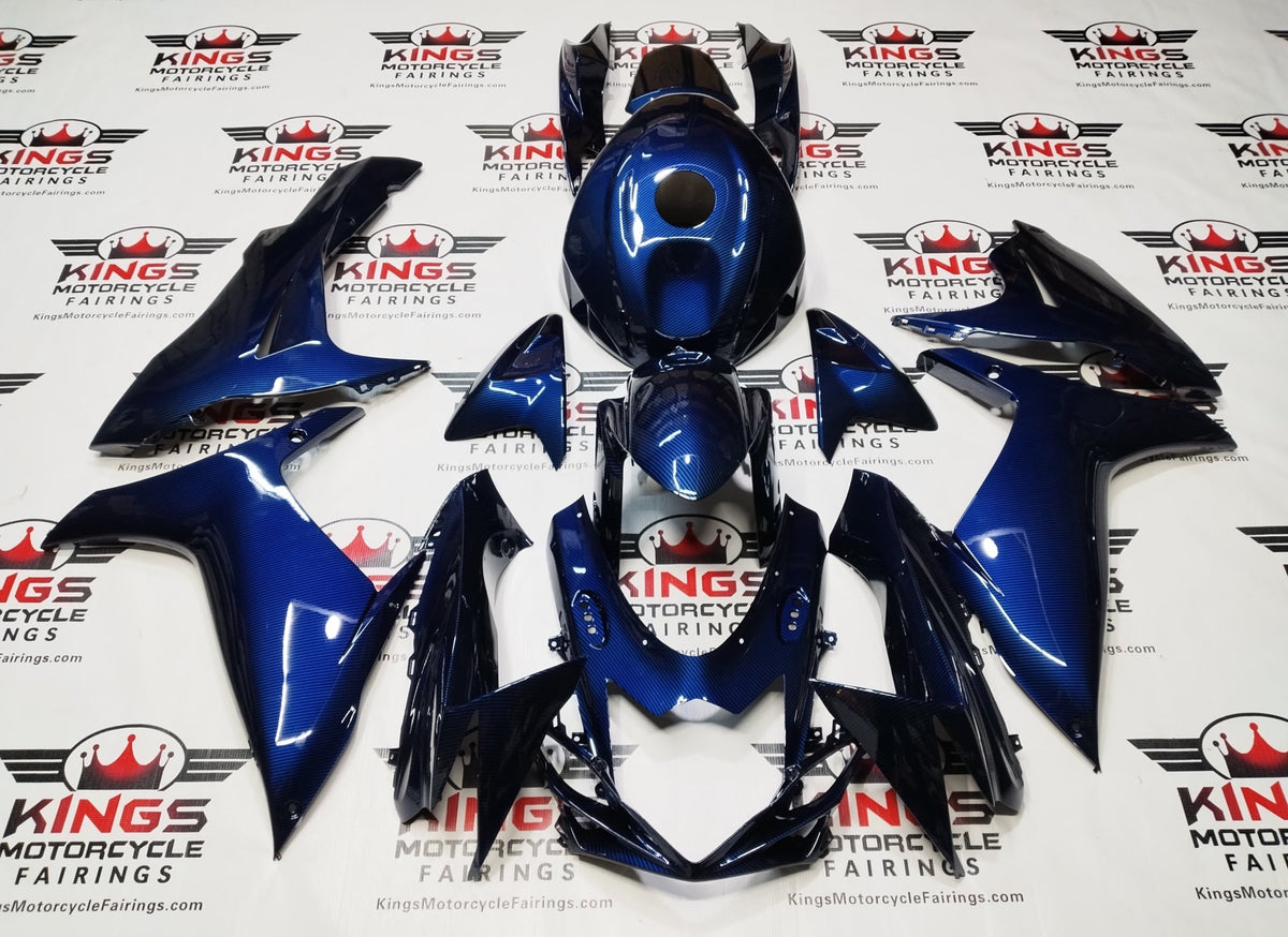 Suzuki GSXR600 Fairings (2025-2026) Blue Faux Carbon Fiber from KingsMotorcycleFairings.com