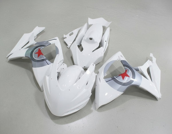 Suzuki GSXR600 Race Fairings (2006-2007) White, Silver, Red Star at KingsMotorcycleFairings.com