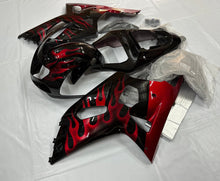Suzuki GSXR600 (2000-2003) Black & Red Flame Fairings at KingsMotorcycleFairings.com