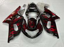 Suzuki GSXR600 (2000-2003) Black & Red Flame Fairings at KingsMotorcycleFairings.com