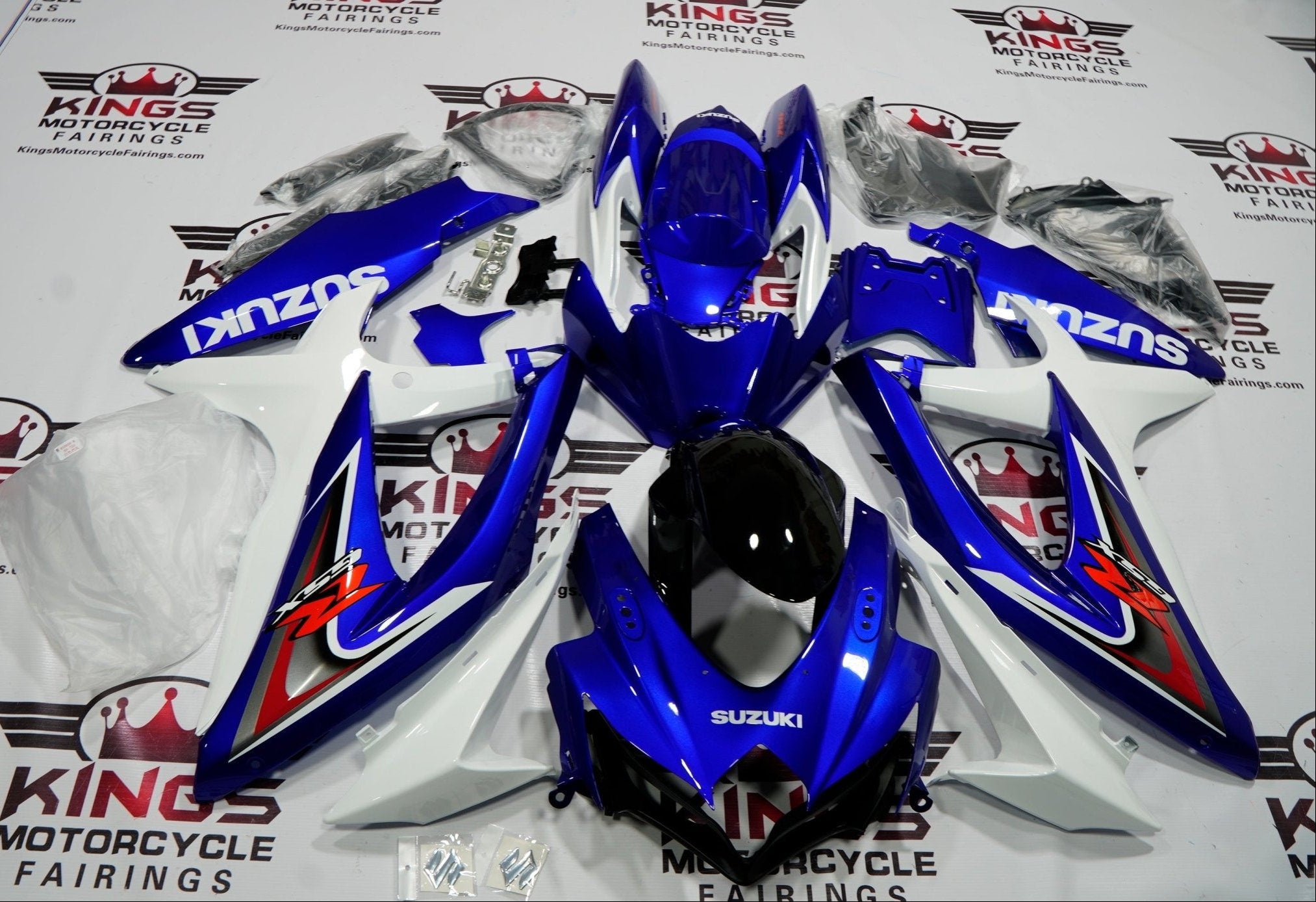 Suzuki GSXR600 (2008-2010) Blue, White, Black, Gray & Red Fairings at KingsMotorcycleFairings.com