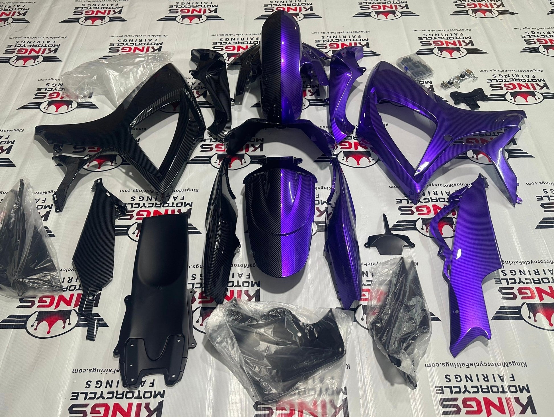 Suzuki GSXR600 Fairings (2006-2007) Purple, Faux Carbon Fiber at KingsMotorcycleFairings.com