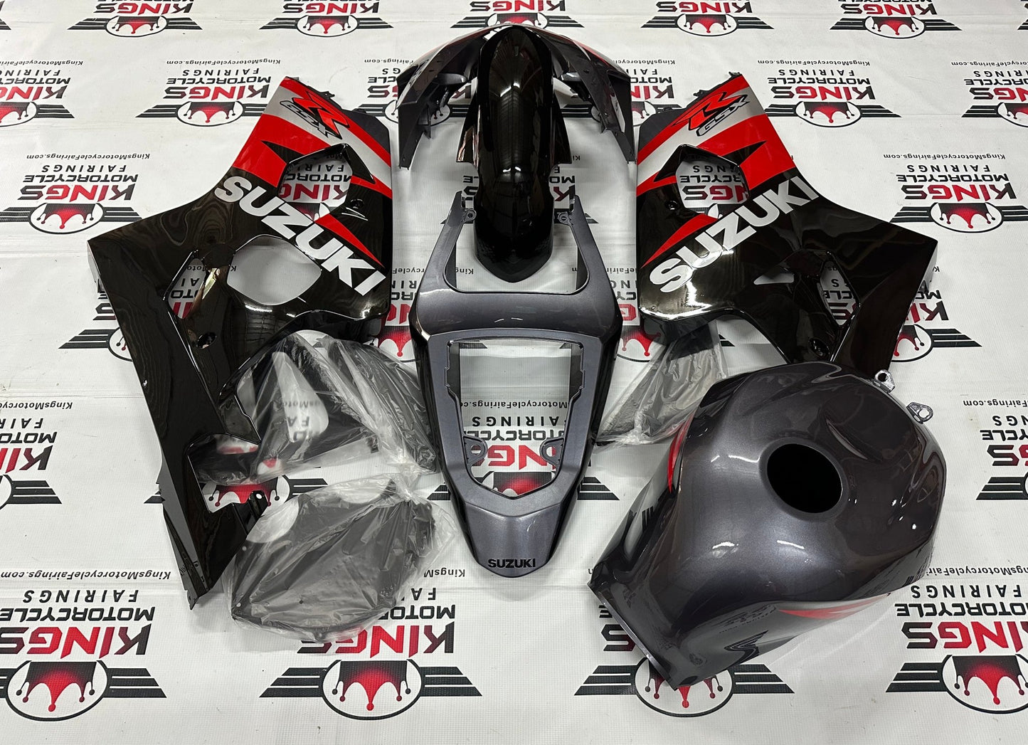 Suzuki GSXR750 Fairing Kit (2004-2005) Gray, Red, Black, Silver at KingsMotorcycleFairings.com