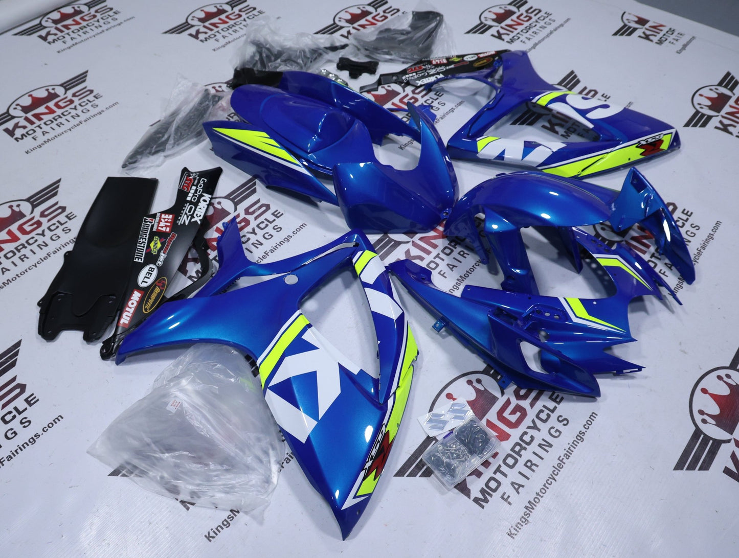Suzuki GSXR750 Fairing Kit (2006-2007) Blue, Yellow Neon, White at KingsMotorcycleFairings.com