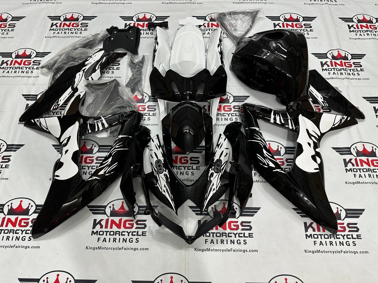 Suzuki GSXR750 Fairing Kit (2008-2010) Black, White, Woman at KingsMotorcycleFairings.com