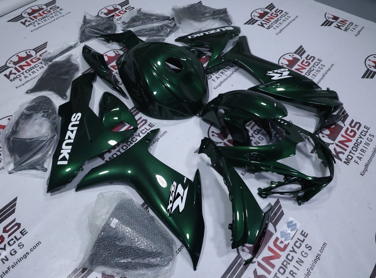 Suzuki GSXR750 Fairing Kit (2011-2024) Green Emerald, White at KingsMotorcycleFairings.com