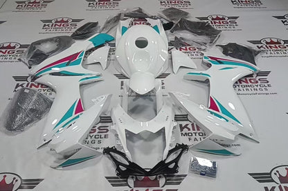 Suzuki GSXR750 Fairing Kit (2011-2024) White, Turquoise, Pink at KingsMotorcycleFairings.com