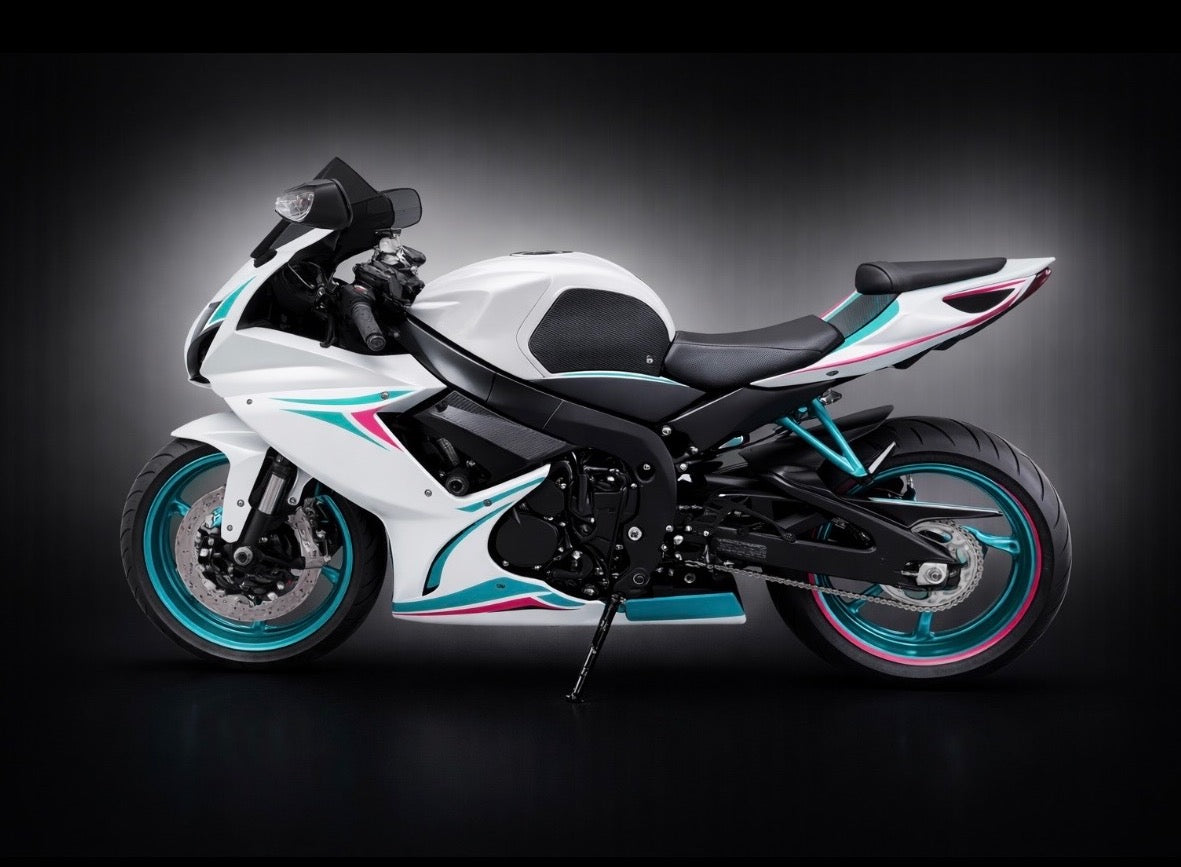 Suzuki GSXR750 Fairing Kit (2011-2024) White, Turquoise, Pink from KingsMotorcycleFairings.com