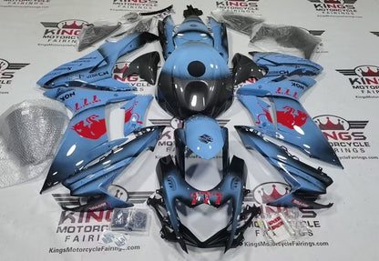 Suzuki GSXR750 Fairing Kit (2025-2026) Blue, Red, Faux Carbon Fiber at KingsMotorcycleFairings.com