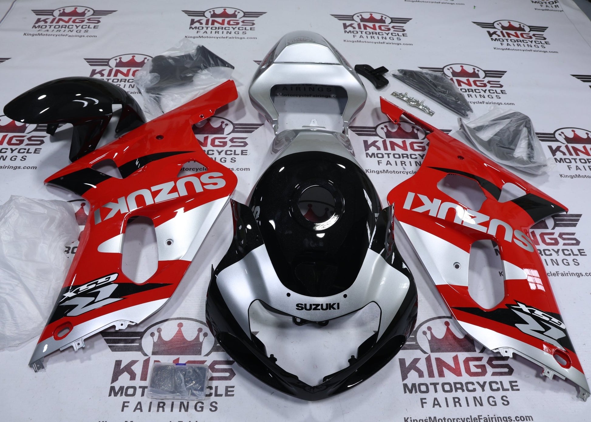 Suzuki GSXR750 Fairing Set (2000-2003) Red, Silver, Black at KingsMotorcycleFairings.com