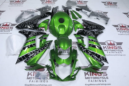 Suzuki GSXR750 Fairings (2025-2026) Green, Black, Silver Spider Web at KingsMotorcycleFairings.com