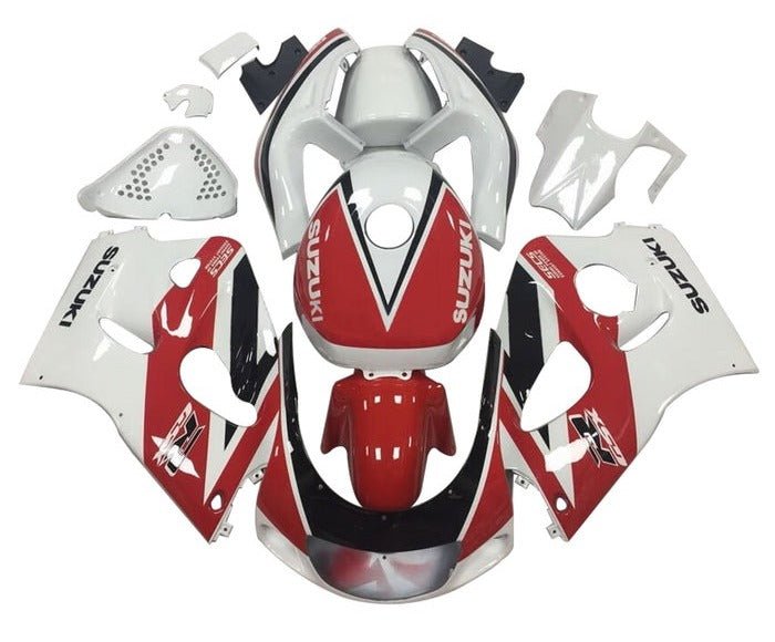 Suzuki GSXR 750 Fairings (1996-1999) Red, White, Black Stripe at KingsMotorcycleFairings.com