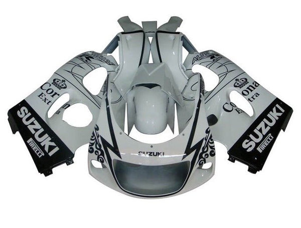 Suzuki GSXR750 Fairings (1996-1999) White, Black, Tribal Corona at KingsMotorcycleFairings.com
