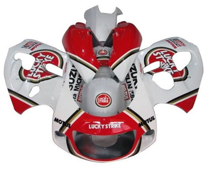 Suzuki GSX-R750 Fairings (1996-1999) White, Red, Lucky Strike at KingsMotorcycleFairings.com