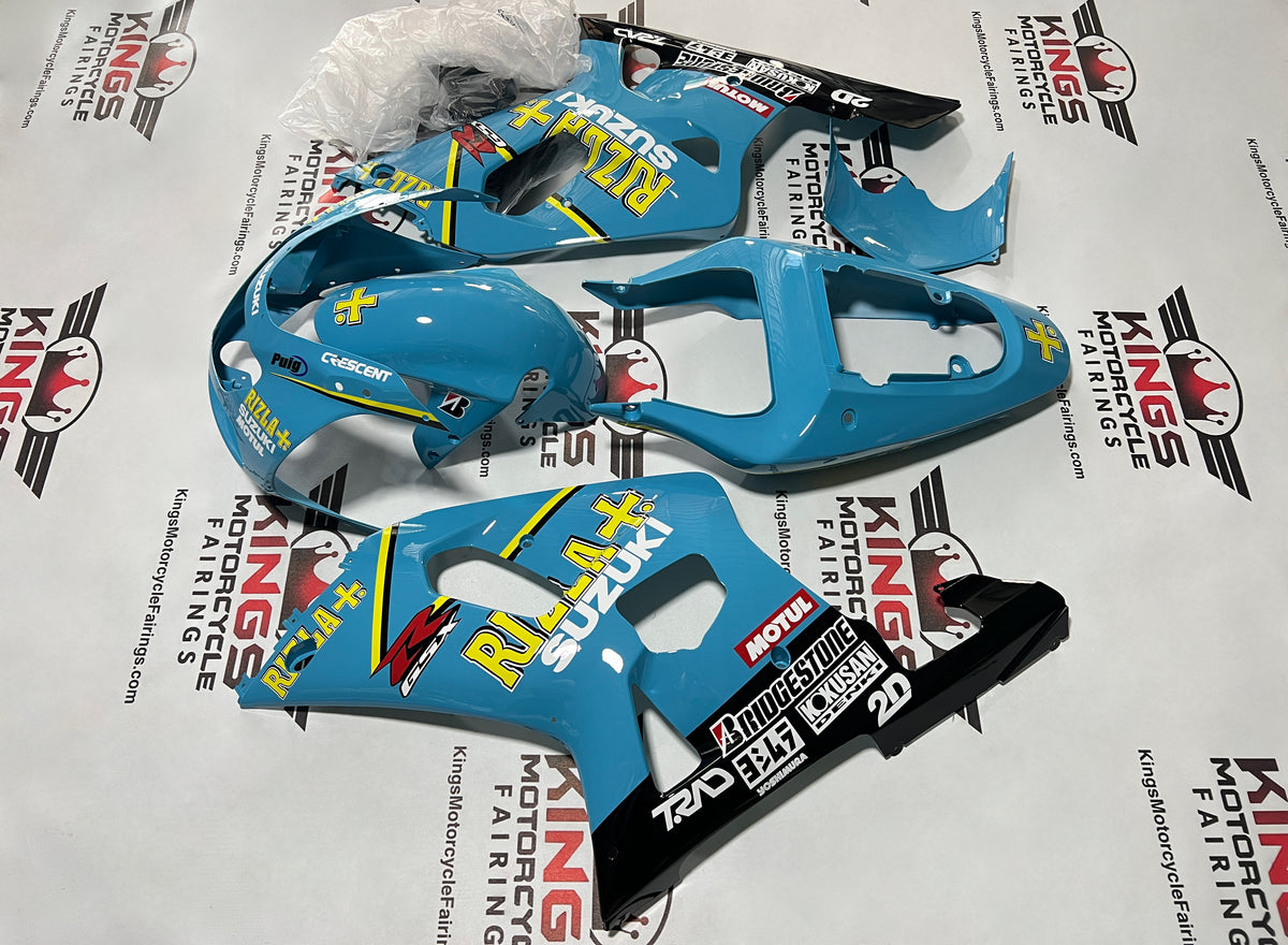 Suzuki GSXR750 Fairings (2000-2003) Baby Blue, Yellow Rizla at KingsMotorcycleFairings.com