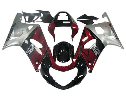Suzuki GSXR 750 Fairings (2000-2003) Black, Dark Red, Silver at KingsMotorcycleFairings.com