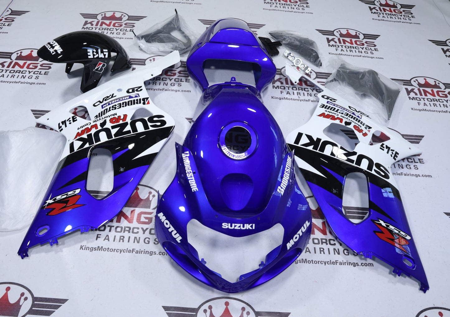 Suzuki GSXR750 Fairings (2000-2003) Blue, White Bridgestone at KingsMotorcycleFairings.com