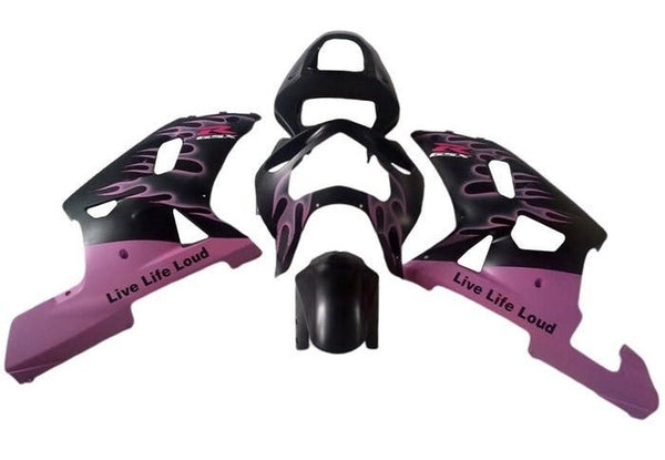 Suzuki GSXR750 Fairings (2000-2003) Matte Black, Matte Pink Flames at KingsMotorcycleFairings.com
