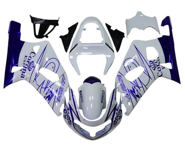 Suzuki GSXR750 Fairings (2000-2003) White, Blue, Tribal at KingsMotorcycleFairings.com