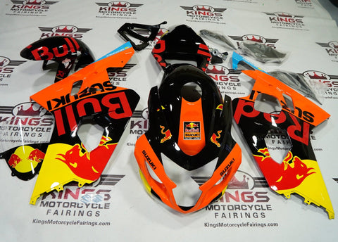 Suzuki GSXR750 Fairings (2004-2005) Black, Orange, Red Bull at KingsMotorcycleFairings.com