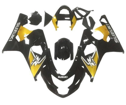 Suzuki GSXR750 Fairings (2004-2005) Black, Yellow, White at KingsMotorcycleFairings.com
