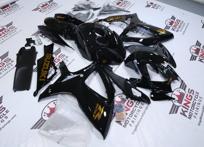 Suzuki GSXR750 Fairings (2006-2007) Black, Chrome Gold at KingsMotorcycleFairings.com
