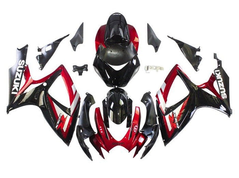 Suzuki GSXR 750 Fairings (2006-2007) Black, Dark Red, White at KingsMotorcycleFairings.com