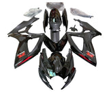 Suzuki GSXR 750 Fairings (2006-2007) Black, Red, Stripe at KingsMotorcycleFairings.com