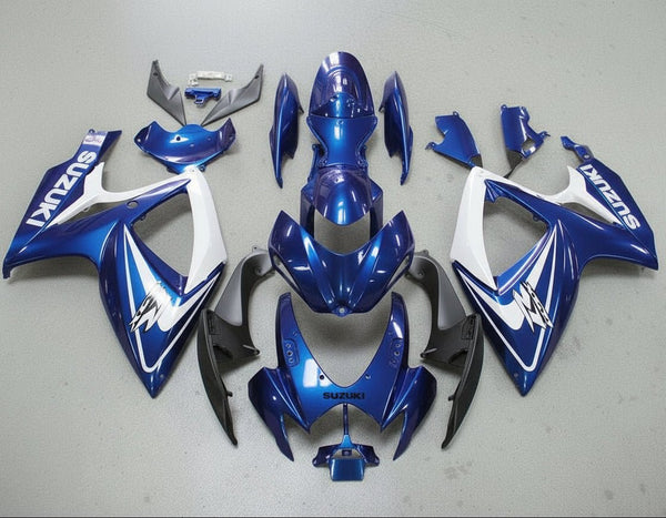 Suzuki GSXR750 Fairings (2006-2007) Blue Metallic, White at KingsMotorcycleFairings.com