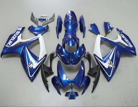Suzuki GSXR750 Fairings (2006-2007) Blue Metallic, White at KingsMotorcycleFairings.com