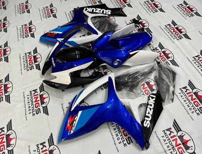 Suzuki GSXR750 Fairings (2006-2007) Blue, White, Black, Red Stripe from KingsMotorcycleFairings.com
