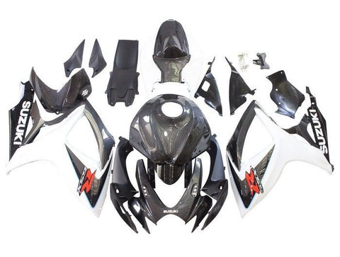 Suzuki GSXR 750 Fairings (2006-2007) Faux Carbon Fiber, White at KingsMotorcycleFairings.com