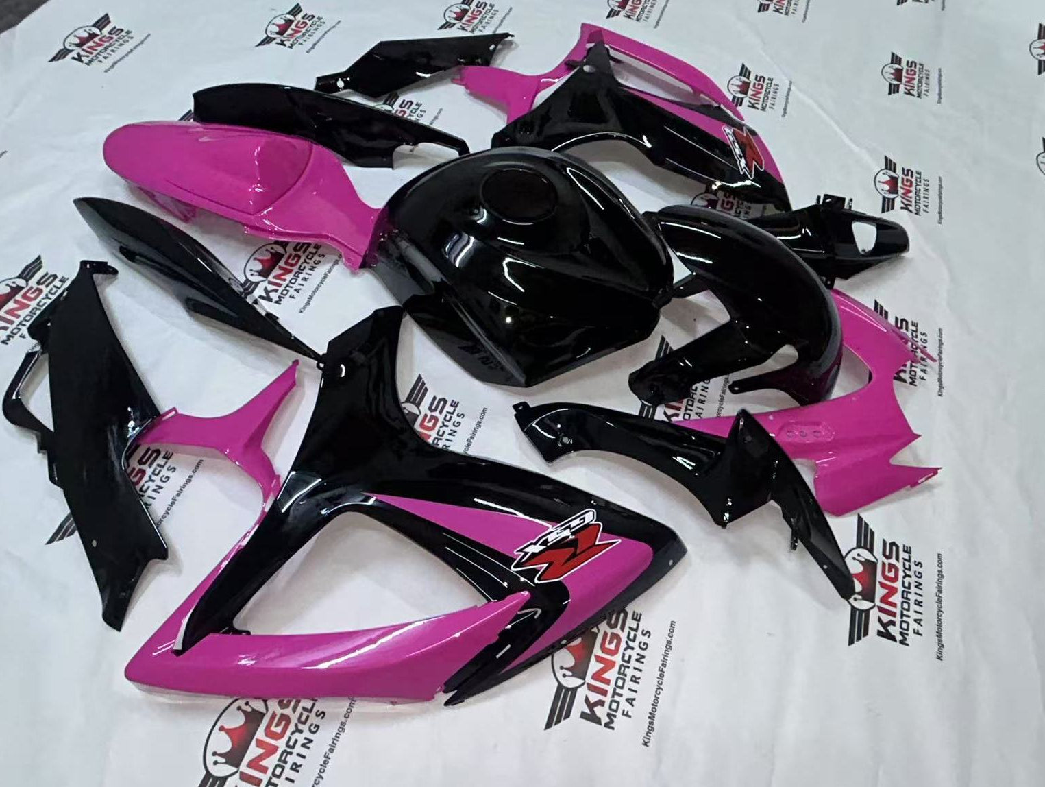 Suzuki GSXR750 Fairings (2006-2007) Gloss Pink, Black from KingsMotorcycleFairings.com