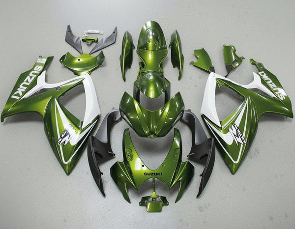 Suzuki GSXR750 Fairings (2006-2007) Green, White at KingsMotorcycleFairings.com
