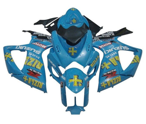 Suzuki GSXR 750 Fairings (2006-2007) Light Blue, Yellow Rizla at KingsMotorcycleFairings.com