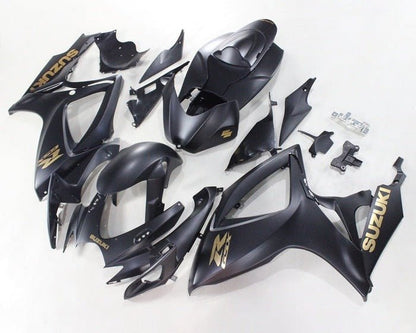 Suzuki GSXR 750 Fairings (2006-2007) Matte Black, Gold at KingsMotorcycleFairings.com