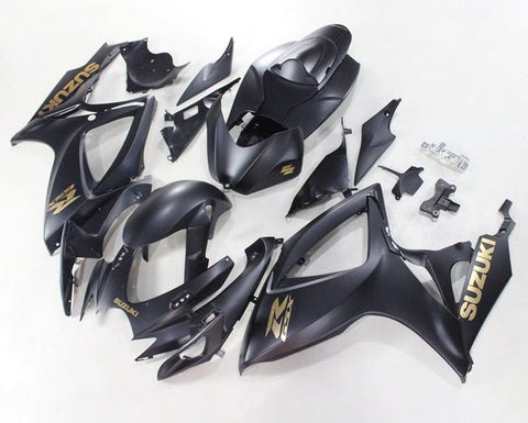 Suzuki GSXR 750 Fairings (2006-2007) Matte Black, Gold at KingsMotorcycleFairings.com